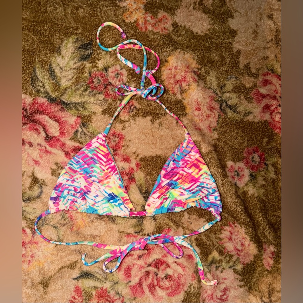 Stone Fox Swim Neon Multicolor Bikini Top